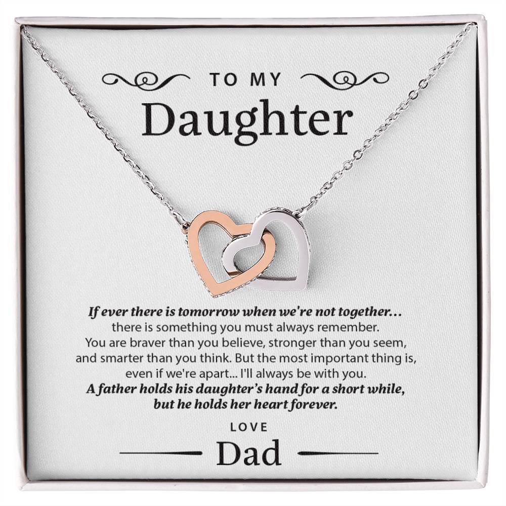 A Gift She Will Remember - To My Daughter - Two Hearts Necklace Interlocking Hearts Necklace