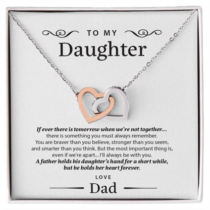 A Gift She Will Remember - To My Daughter - Two Hearts Necklace Interlocking Hearts Necklace