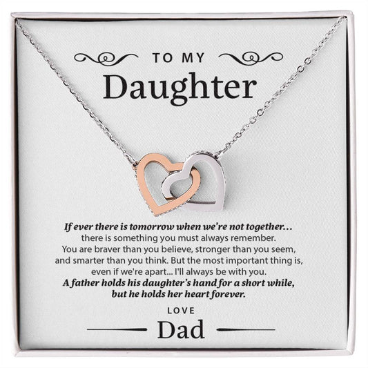 A Gift She Will Remember - To My Daughter - Two Hearts Necklace Interlocking Hearts Necklace
