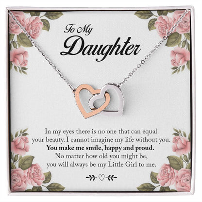 You Will Always Be My Little Girl Interlocking Hearts Necklace