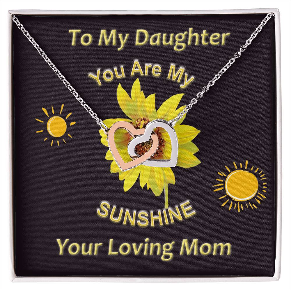 You Are My Sunshine Mother Daughter Interlocking Heart Necklace Mommy And Me Necklace Set Daughter Gifts From Mom Interlocking Hearts Necklace