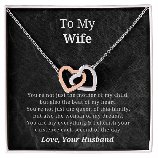 To My Wife Mother Of My Child Interlocked Hearts Necklace Interlocking Hearts Necklace
