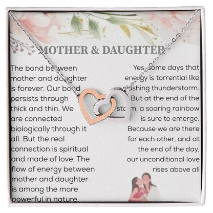 Bond Between Mother & Daughter Two Hearts Necklace Interlocking Hearts Necklace
