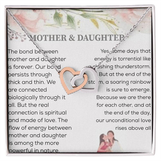 Bond Between Mother & Daughter Two Hearts Necklace Interlocking Hearts Necklace