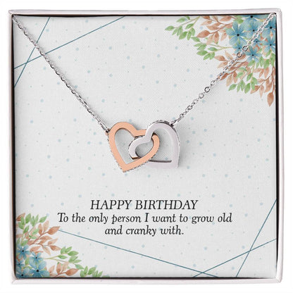 Birthday Gift For Her - I Want To Grow Old With You Necklace Interlocking Hearts Necklace