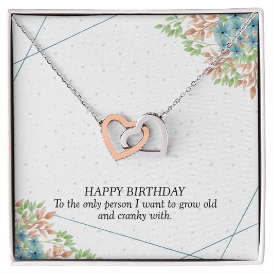 Birthday Gift For Her - I Want To Grow Old With You Necklace Interlocking Hearts Necklace