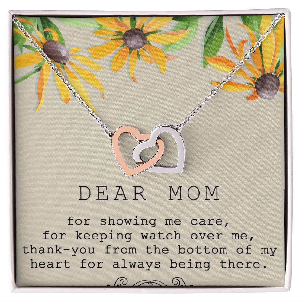 Dear Mom Interlocking Hearts Necklace Message Card