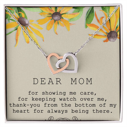Dear Mom Interlocking Hearts Necklace Message Card