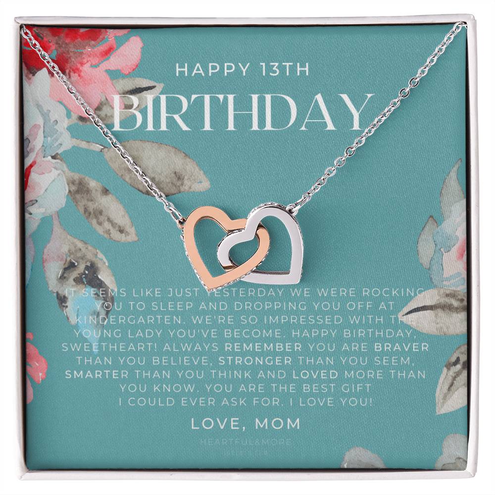 Gift For 13 Year Old Girl Gifts 13Th Birthday Girl 13Th Birthday Gift Thirteenth Birthday Necklace Teen Birthday Gift Official Teenager Interlocking Hearts Necklace