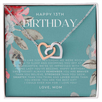 Gift For 13 Year Old Girl Gifts 13Th Birthday Girl 13Th Birthday Gift Thirteenth Birthday Necklace Teen Birthday Gift Official Teenager Interlocking Hearts Necklace
