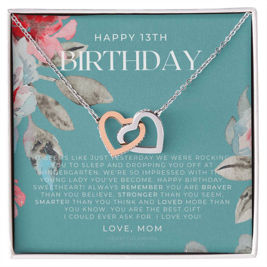 Gift For 13 Year Old Girl Gifts 13Th Birthday Girl 13Th Birthday Gift Thirteenth Birthday Necklace Teen Birthday Gift Official Teenager Interlocking Hearts Necklace