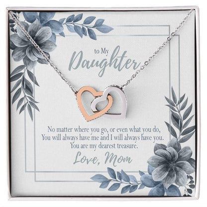Dearest Treasure Mom To Daughter Gift Interlocking Hearts Necklace