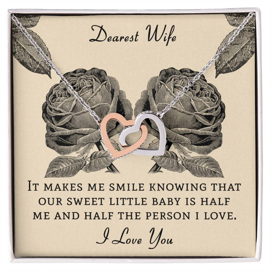 Dear Wife It Makes Me Smile Knowing That Our Sweet Little Baby Interlocking Hearts Necklace