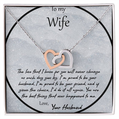 To My Wife The Love That I Have For You - Gray Interlocking Hearts Necklace