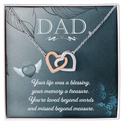 Dad - Your Life Was A Blessing - Necklace Interlocking Hearts Necklace