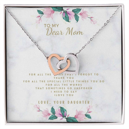 Daughter To Mom For Mom 2022 Mother'S Day Birthday Wedding Christmas Gifts Interlocking Hearts Necklace