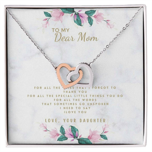 Daughter To Mom For Mom 2022 Mother'S Day Birthday Wedding Christmas Gifts Interlocking Hearts Necklace