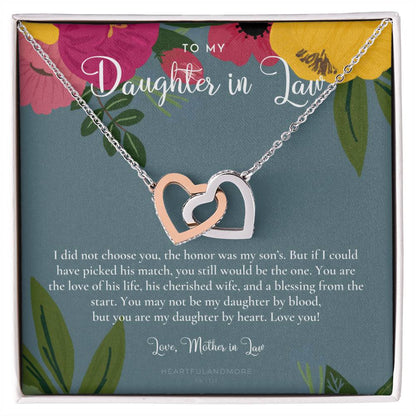 Daughter-In-Law Gift Necklace Wedding Gift Jewelry From Mother-In Law Gift For Bride Daughter-In-Heart Interlocking Hearts Necklace