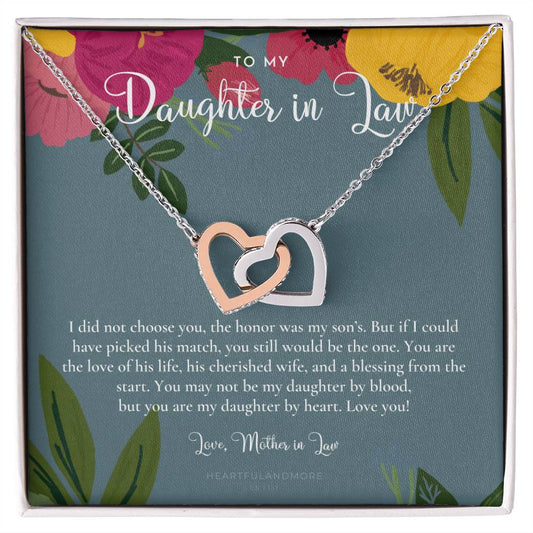 Daughter-In-Law Gift Necklace Wedding Gift Jewelry From Mother-In Law Gift For Bride Daughter-In-Heart Interlocking Hearts Necklace