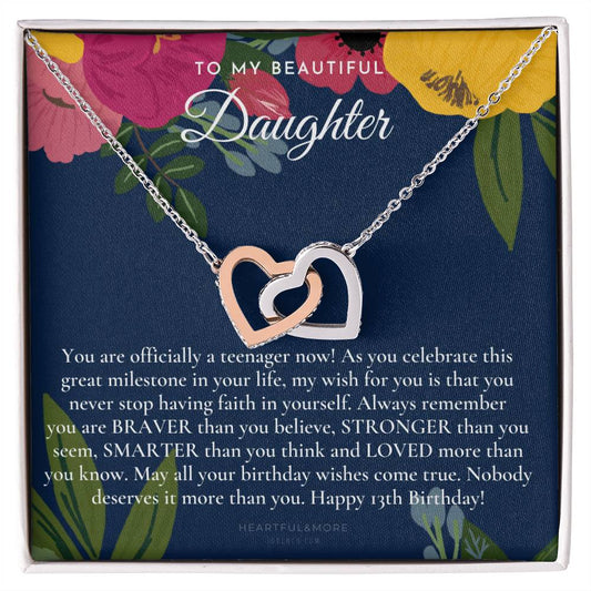 Gift For 13 Year Old Girl Gifts 13Th Birthday Girl 13Th Birthday Gift Thirteenth Birthday Necklace Teen Birthday Gift Official Teenager Interlocking Hearts Necklace