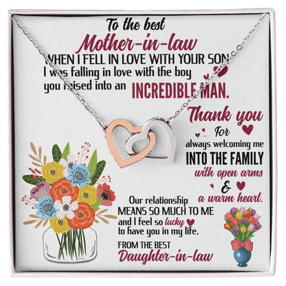 For The Best Mother-In-Law! Interlocking Hearts Necklace