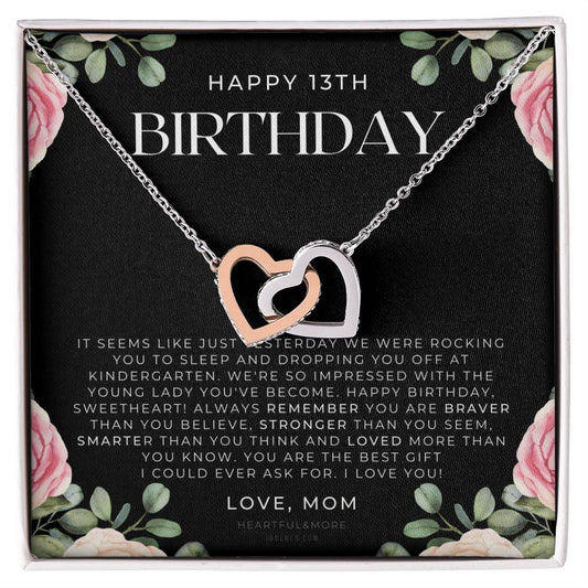 Gift For 13 Year Old Girl Gifts 13Th Birthday Girl 13Th Birthday Gift Thirteenth Birthday Necklace Teen Birthday Gift Official Teenager Interlocking Hearts Necklace