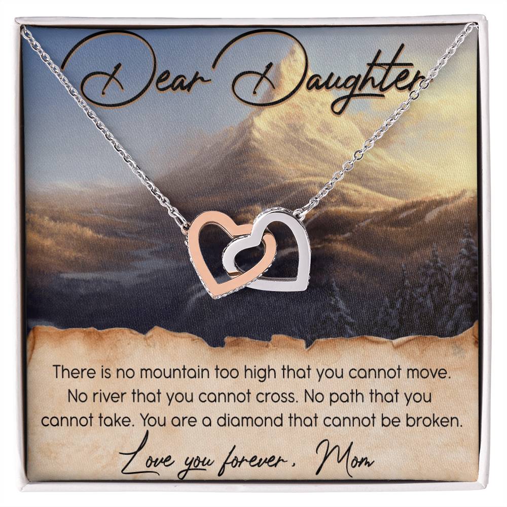 Dear Daughter Interlocking Hearts Necklace Message Card