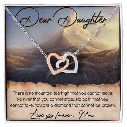 Dear Daughter Interlocking Hearts Necklace Message Card