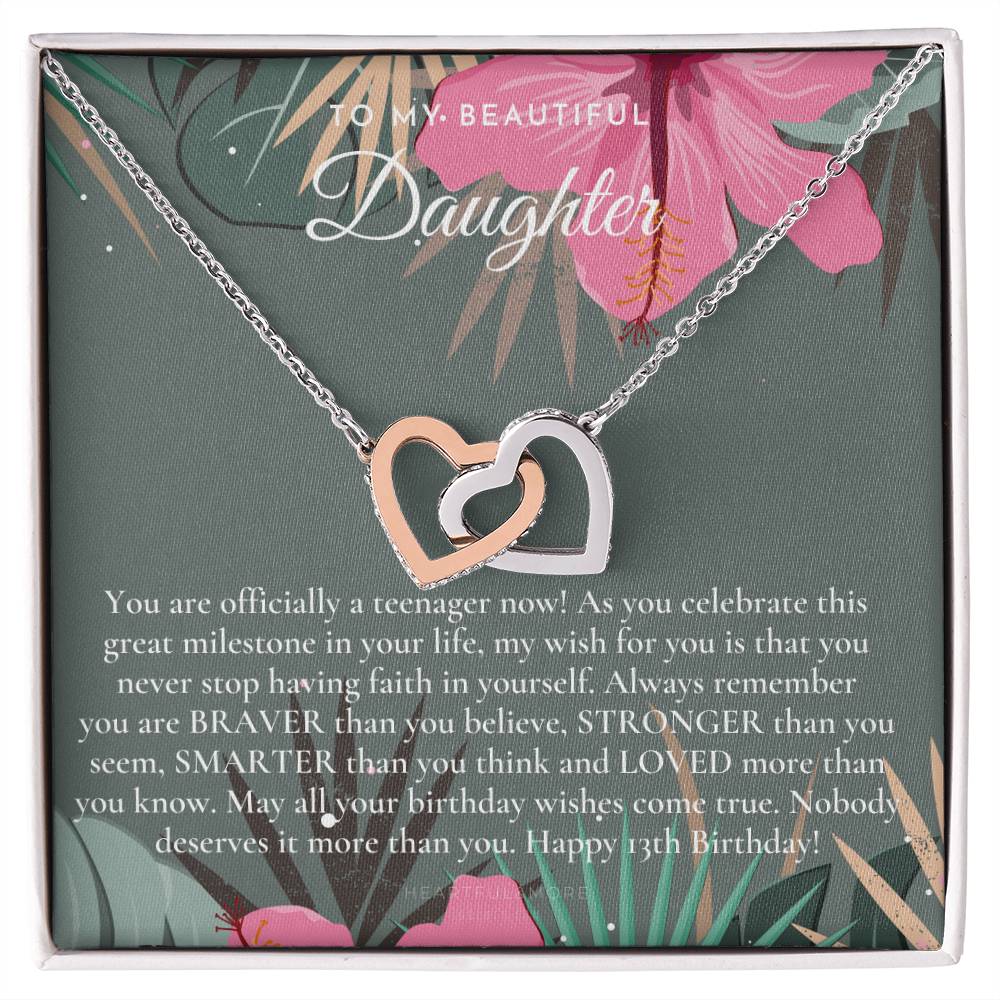 Gift For 13 Year Old Girl Gifts 13Th Birthday Girl 13Th Birthday Gift Thirteenth Birthday Necklace Teen Birthday Gift Official Teenager Interlocking Hearts Necklace