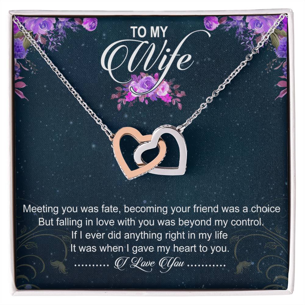 To My Wife Interlocking Hearts Necklace Message Card