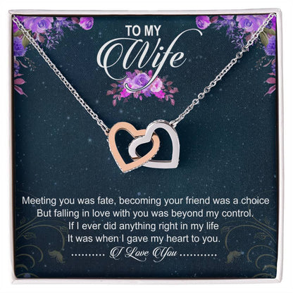 To My Wife Interlocking Hearts Necklace Message Card