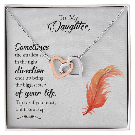 Collection Daughter -Sometimes The Smallest Step In The Right Direction - Interlocking Hearts Necklace
