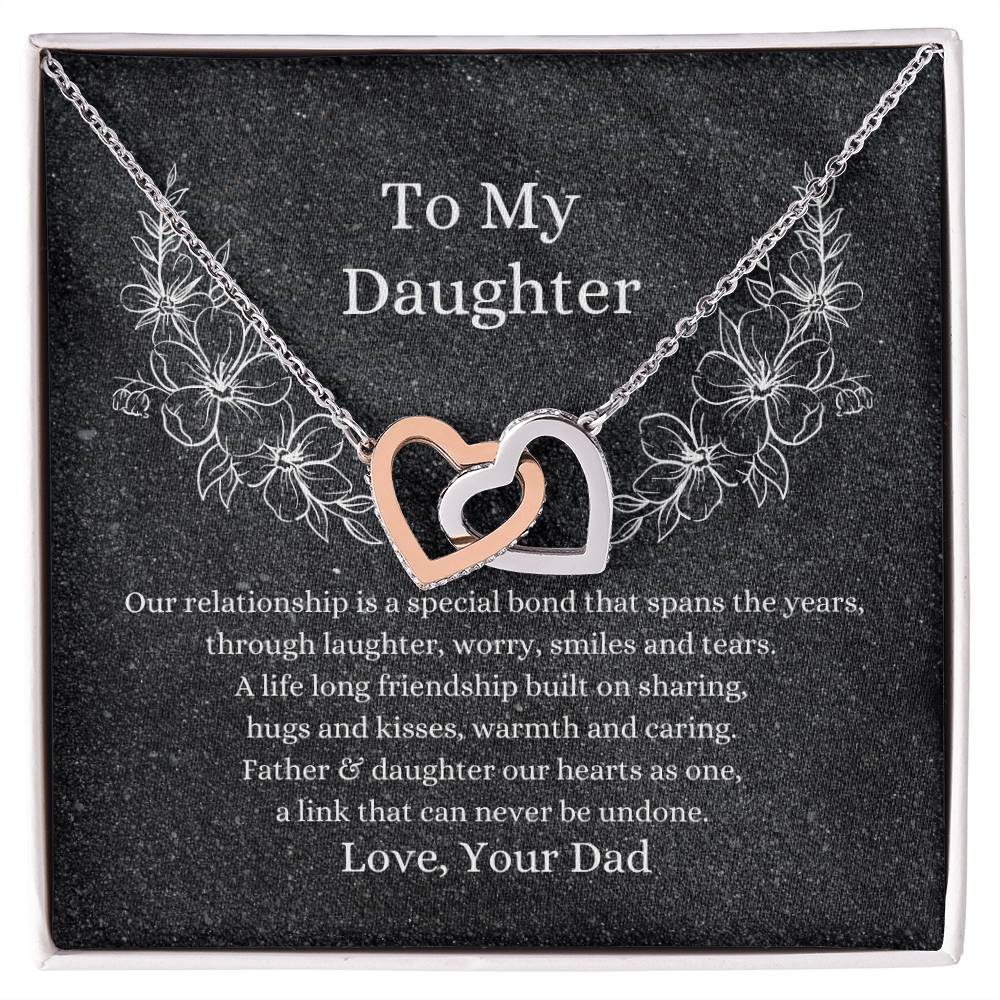 Father To Daughter Hearts As One Necklace Interlocking Hearts Necklace