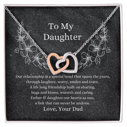 Father To Daughter Hearts As One Necklace Interlocking Hearts Necklace