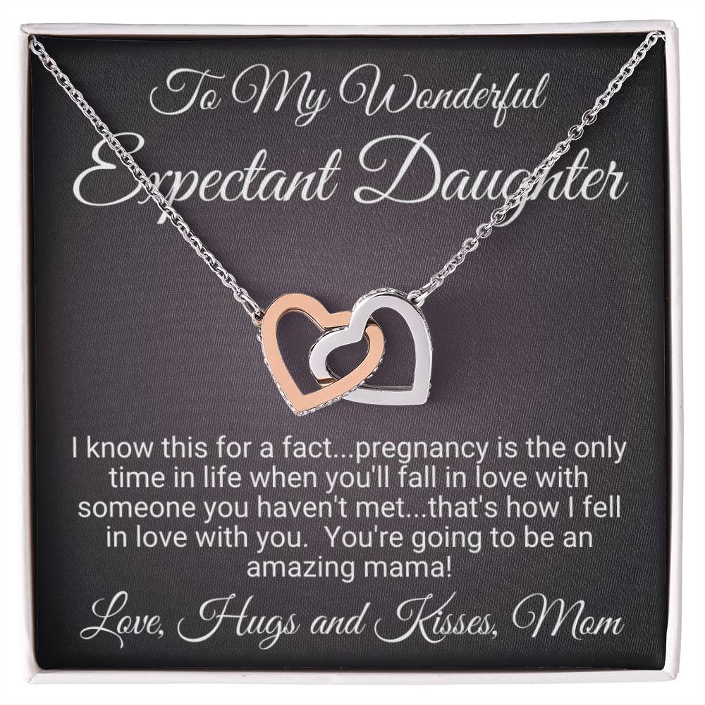 Expectant Daughter Linked Hearts Necklace Gift Interlocking Hearts Necklace