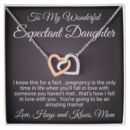 Expectant Daughter Linked Hearts Necklace Gift Interlocking Hearts Necklace