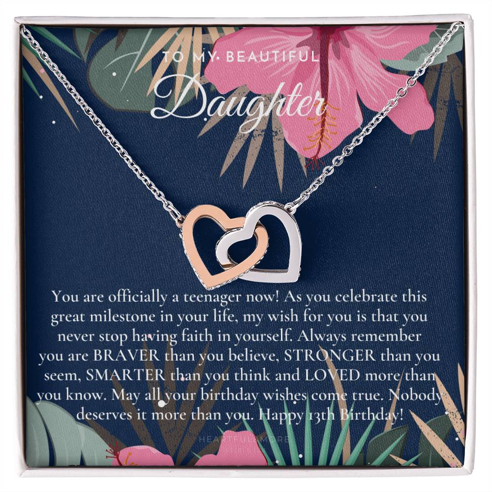 Gift For 13 Year Old Girl Gifts 13Th Birthday Girl 13Th Birthday Gift Thirteenth Birthday Necklace Teen Birthday Gift Official Teenager Interlocking Hearts Necklace