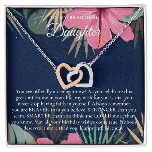 Gift For 13 Year Old Girl Gifts 13Th Birthday Girl 13Th Birthday Gift Thirteenth Birthday Necklace Teen Birthday Gift Official Teenager Interlocking Hearts Necklace