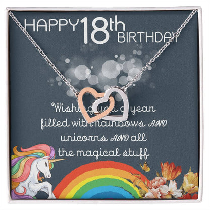 18Th Birthday Necklace Gifts For Girls Cute Unicorn 18 Years Old Girl Jewelry Gift For Daughter Niece Interlocking Necklace Xu246Il11 Interlocking Hearts Necklace