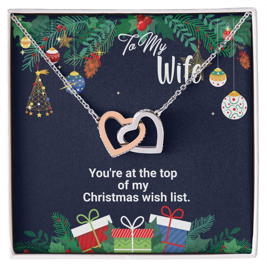 You'Re At The Top Of My Christmas Wish List Two Hearts Interlocked Together As A Symbol Of Never-Ending Love Necklace. Interlocking Hearts Necklace