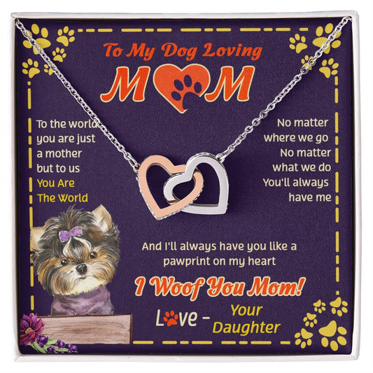 To My Wife - You Are The World - Necklace Interlocking Hearts Necklace