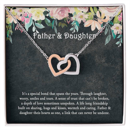 Father And Daughter Necklace Daughter Gift Father'S Day Gift Interlocking Hearts Necklace