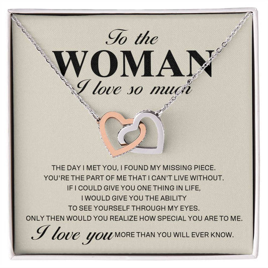 To The Woman I Love So Much - Interlocking Heart Necklace Interlocking Hearts Necklace