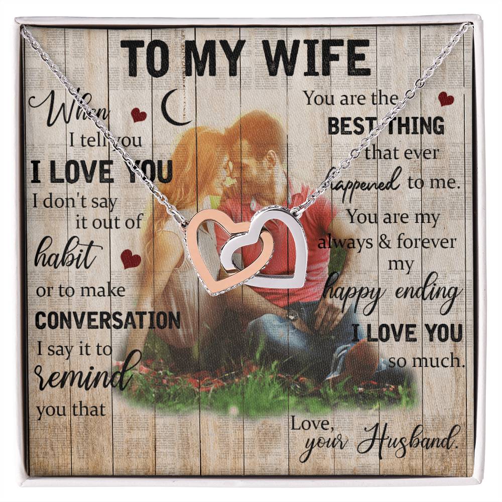 Wife Birthday Necklace Husband To Wife Necklace Necklace Present For Wife Jewelry For My Wife Interlocking Hearts Necklace