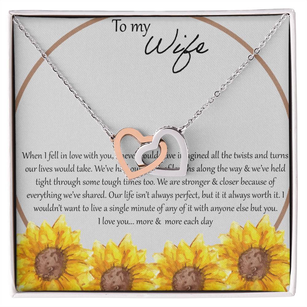 To My Wife When I Fell In Love With You - Daisy Interlocking Hearts Necklace