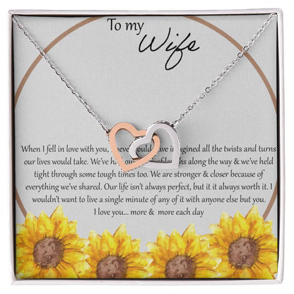 To My Wife When I Fell In Love With You - Daisy Interlocking Hearts Necklace