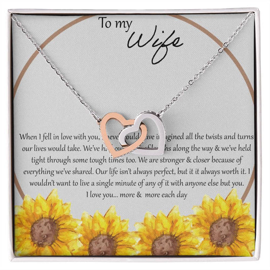 To My Wife When I Fell In Love With You - Daisy Interlocking Hearts Necklace