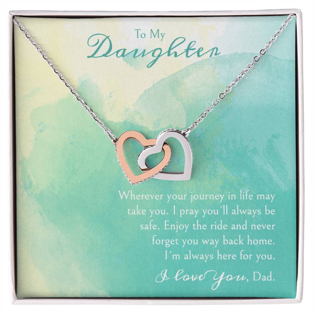 A Gift For A Daughter Interlocking Hearts Necklace - Wherever Your Journey In Life