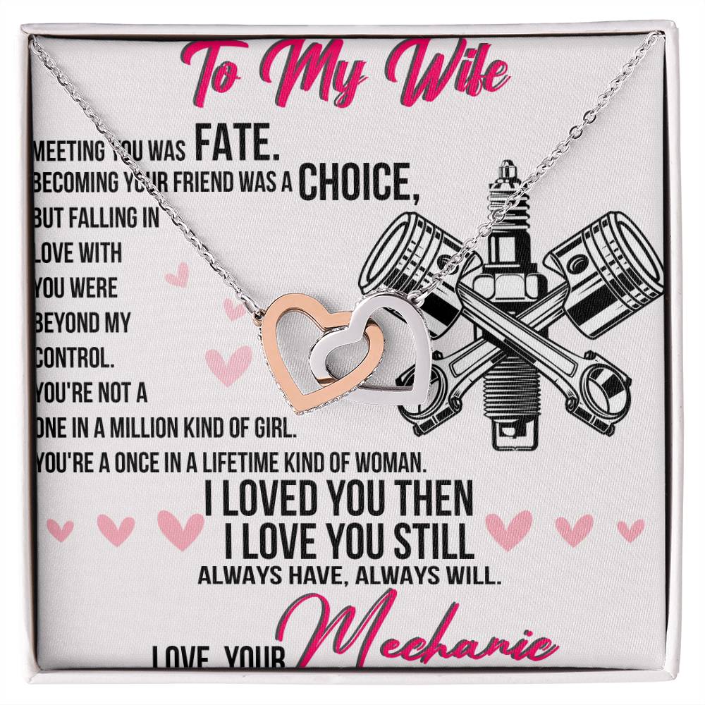 To My Wife Interlocking Hearts Necklace Message Card