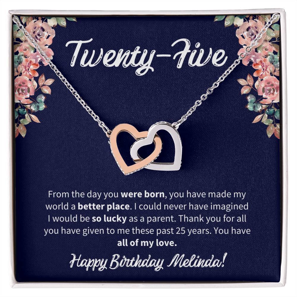 Twenty-Five Birthday All Of My Love Interlocked Hearts Necklace Interlocking Hearts Necklace